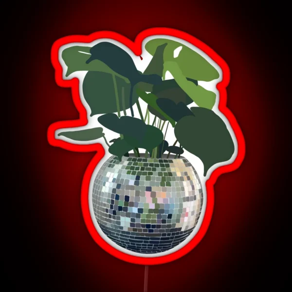 Disco Ball Plant RGB Neon Sign