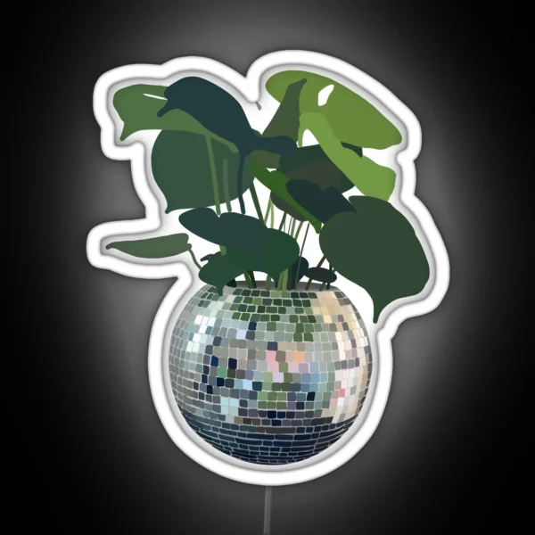 Disco Ball Plant RGB Neon Sign