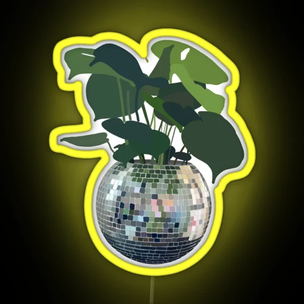 Disco Ball Plant RGB Neon Sign
