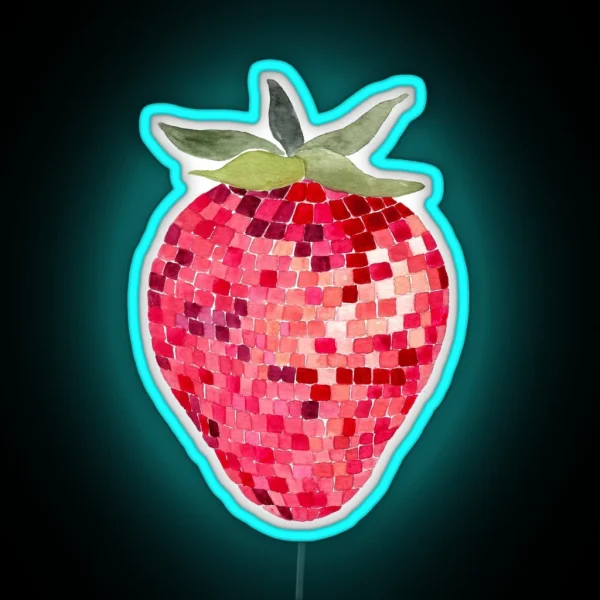 Disco Ball Strawberry RGB Neon Sign