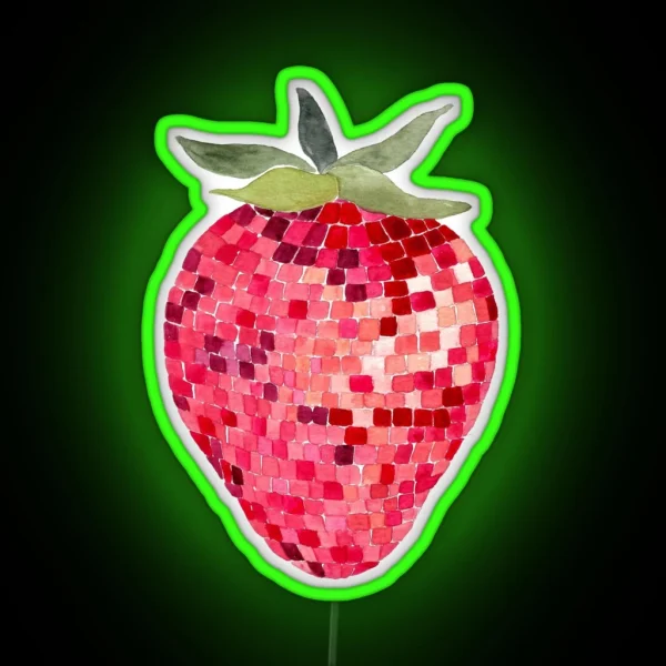 Disco Ball Strawberry RGB Neon Sign