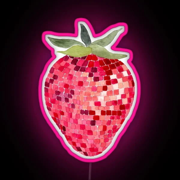 Disco Ball Strawberry RGB Neon Sign