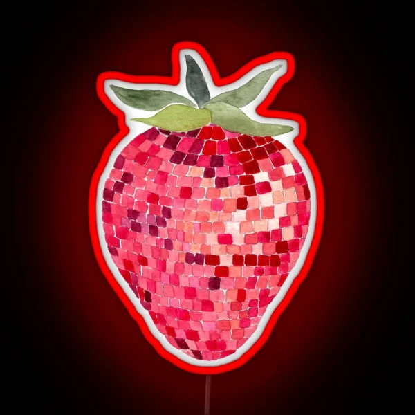 Disco Ball Strawberry RGB Neon Sign