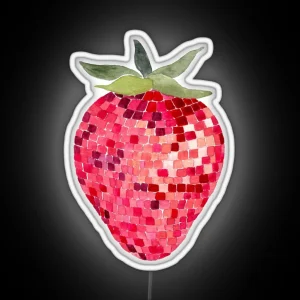 Disco Ball Strawberry RGB Neon Sign