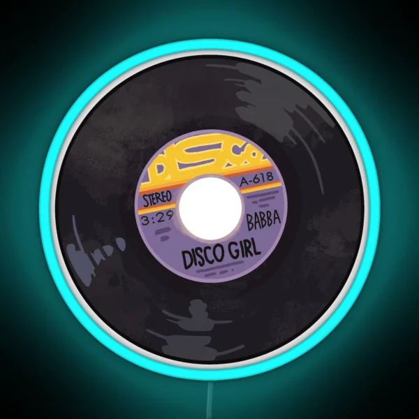 Disco Girl 45 Record RGB Neon Sign