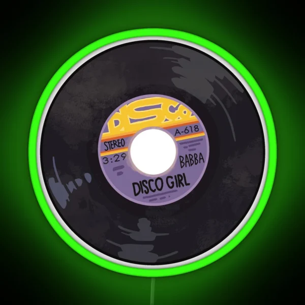 Disco Girl 45 Record RGB Neon Sign