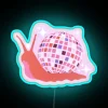 Vibrant neon Disco Snail wall decor with colorful RGB lighting.