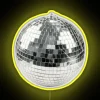 Dazzling Disco Ball Effect with Color-Changing RGB Neon Sign Illumination