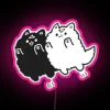Whimsical Chibi Dog Art in Vibrant RGB Neon Sign Lighting