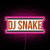 DJ Snake logo replica in vibrant red RGB neon lighting