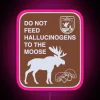 Whimsical Humorous Warning Sign with Color-Changing LED Lights and Moose Design