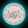 Neon Cult Sign, Bold RGB Lettering Invitation to Join Mysterious Movement