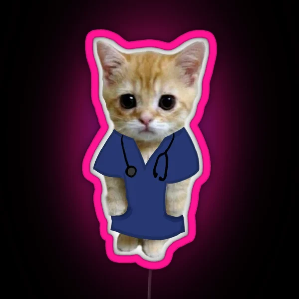 Doctor Nurse Cat RGB Neon Sign