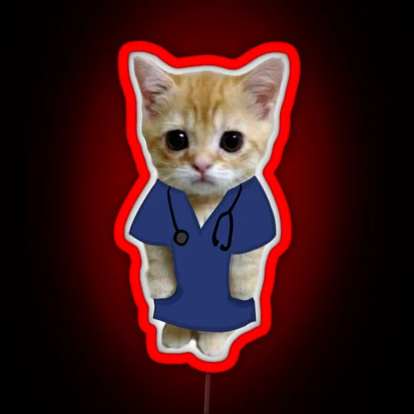 Doctor Nurse Cat RGB Neon Sign