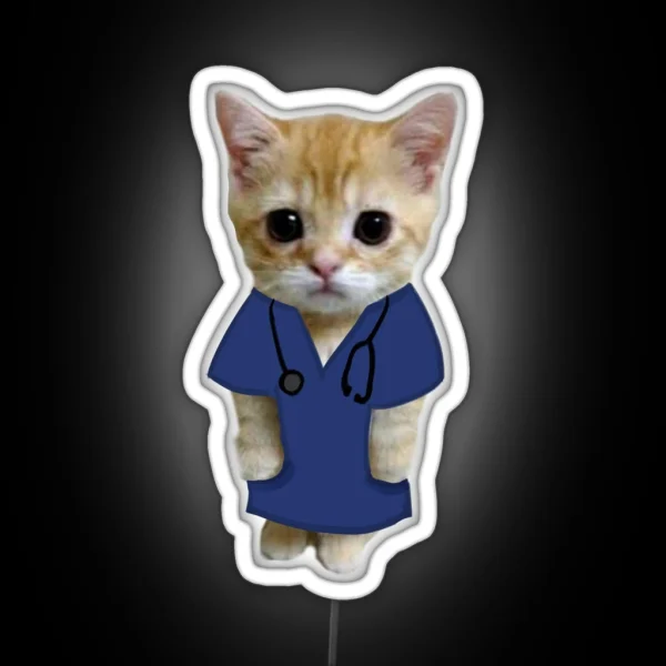 Doctor Nurse Cat RGB Neon Sign
