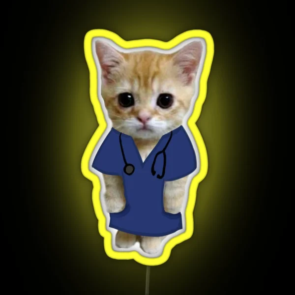 Doctor Nurse Cat RGB Neon Sign