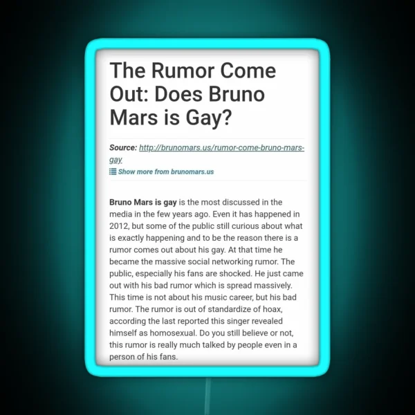 Does Bruno Mars Is Gay RGB Neon Sign