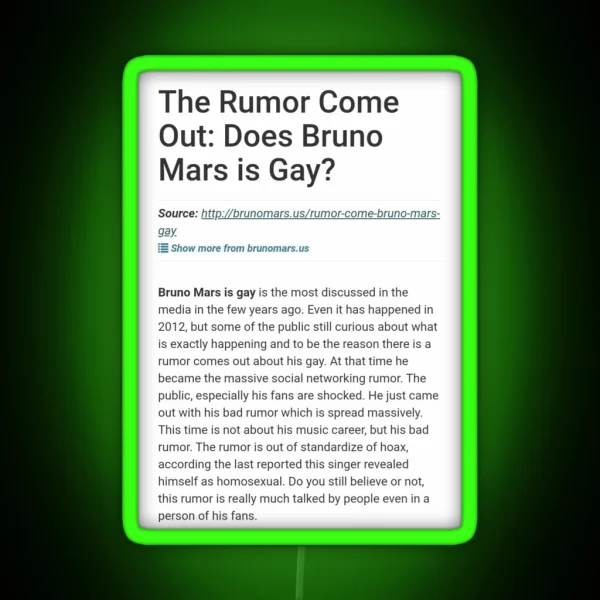 Does Bruno Mars Is Gay RGB Neon Sign