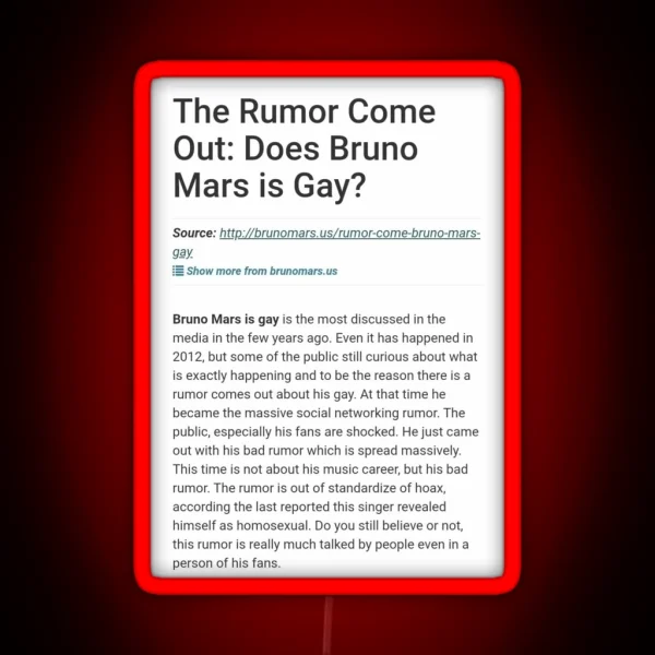 Does Bruno Mars Is Gay RGB Neon Sign