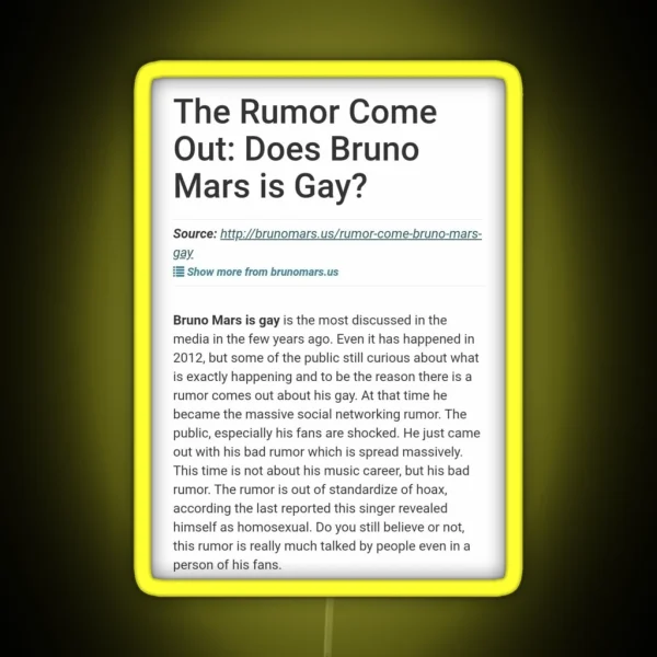 Does Bruno Mars Is Gay RGB Neon Sign