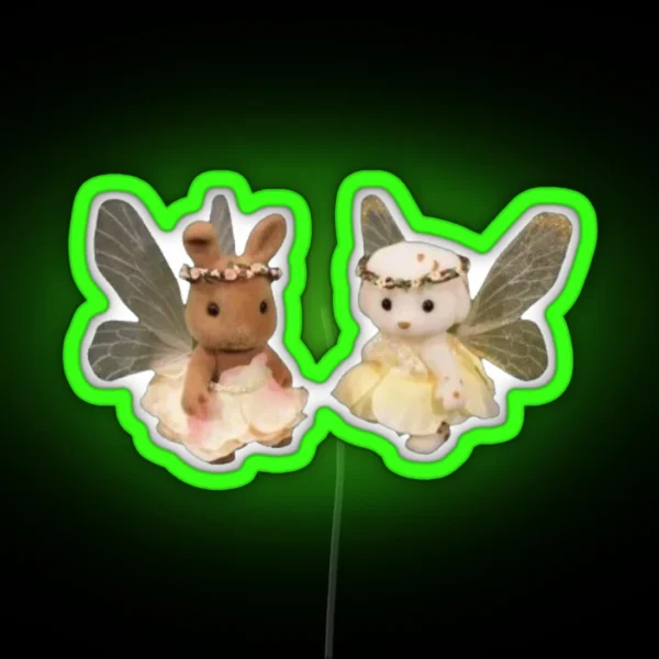 Dog And Bunny Fairy Calico Critters RGB Neon Sign