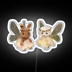 Dog And Bunny Fairy Calico Critters RGB Neon Sign