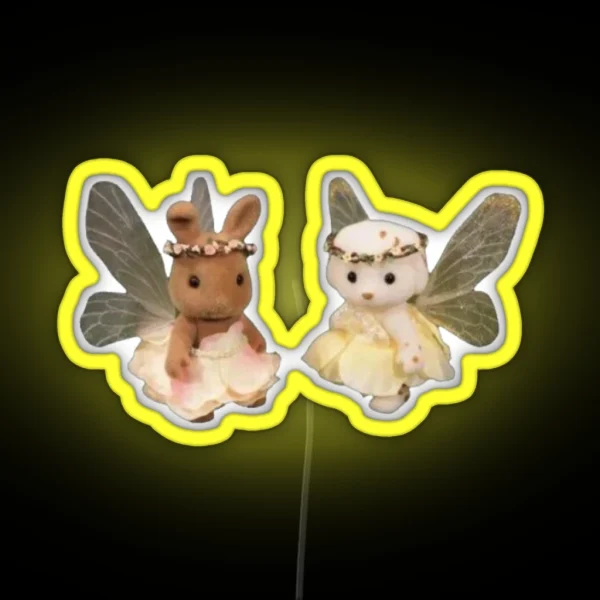 Dog And Bunny Fairy Calico Critters RGB Neon Sign