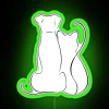 Minimalist dog and cat art design with RGB color accents.