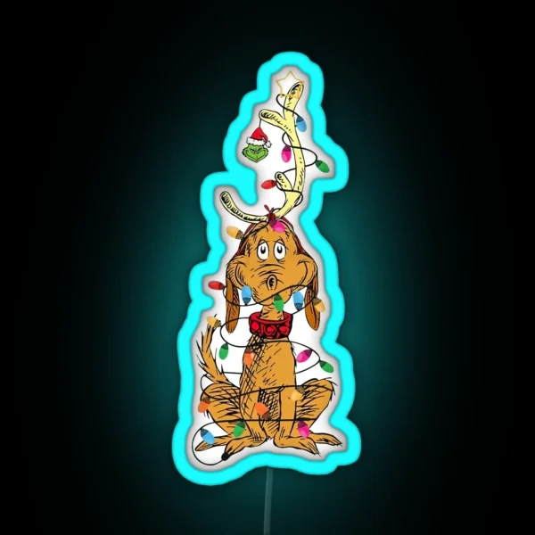 Dog Christmas Light RGB Neon Sign