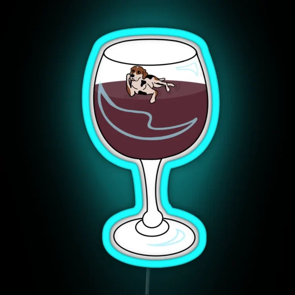Dog Floating In Wine Glass RGB Neon Sign