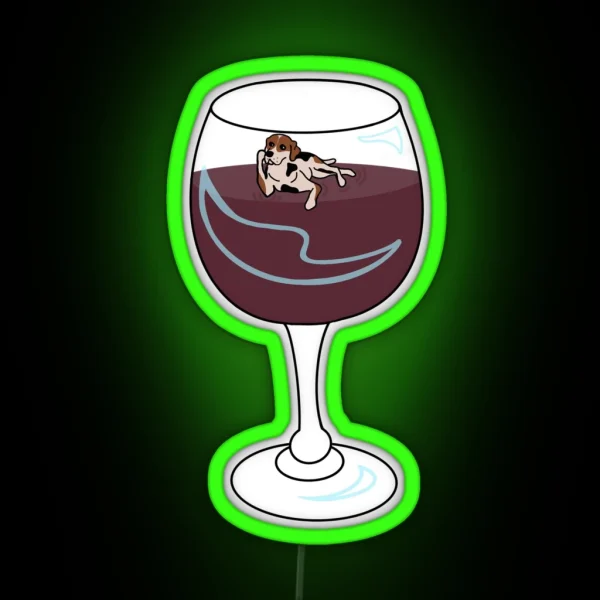 Dog Floating In Wine Glass RGB Neon Sign