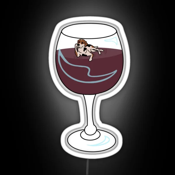 Dog Floating In Wine Glass RGB Neon Sign