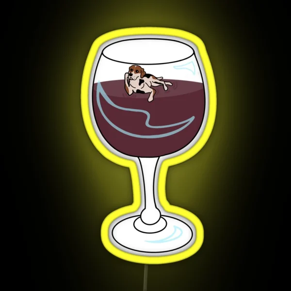 Dog Floating In Wine Glass RGB Neon Sign