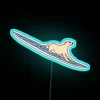 Vibrant Neon Dog Riding Surfboard Wall Art Decoration led Design