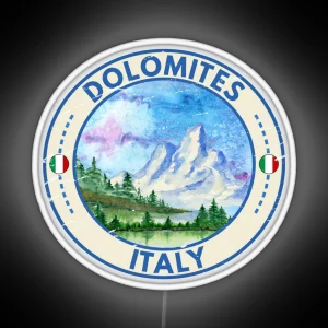 Dolomite Mountains Italy Watercolor RGB Neon Sign