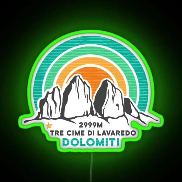 Dolomites Drei Zinnen Tre Cime Di Lavaredo South Tyrol RGB Neon Sign