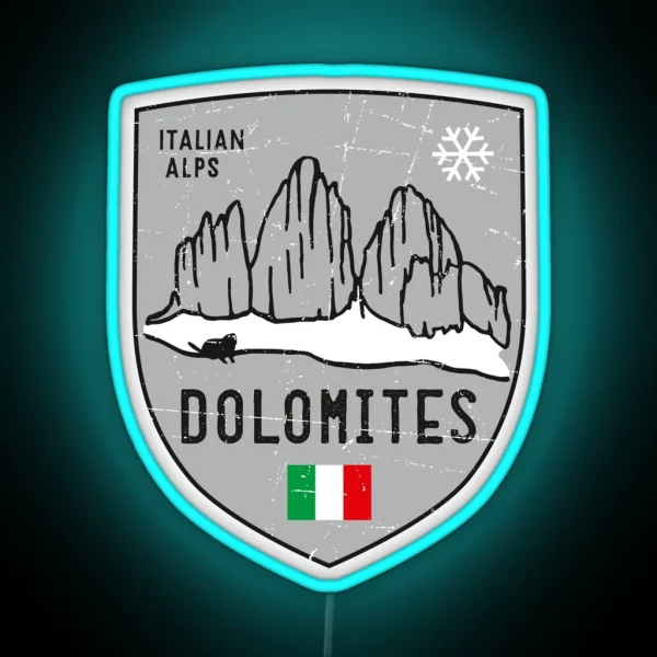 Dolomites Mountain Italy Emblem RGB Neon Sign