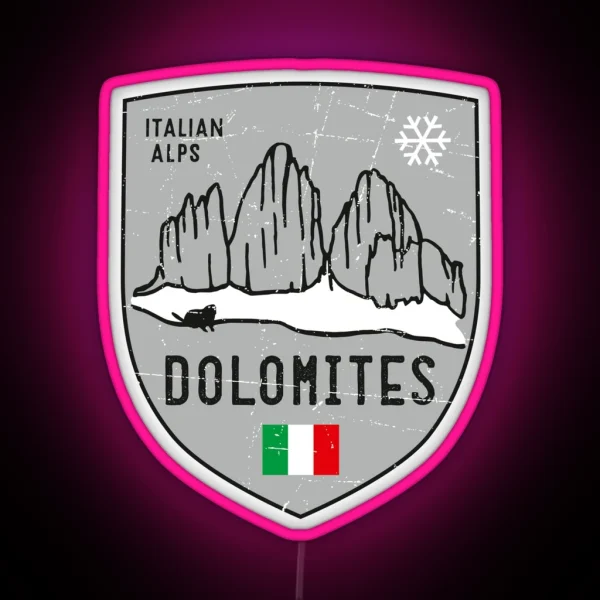 Dolomites Mountain Italy Emblem RGB Neon Sign