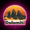 Vibrant Dolomites Mountains themed RGB digital display neon wall art