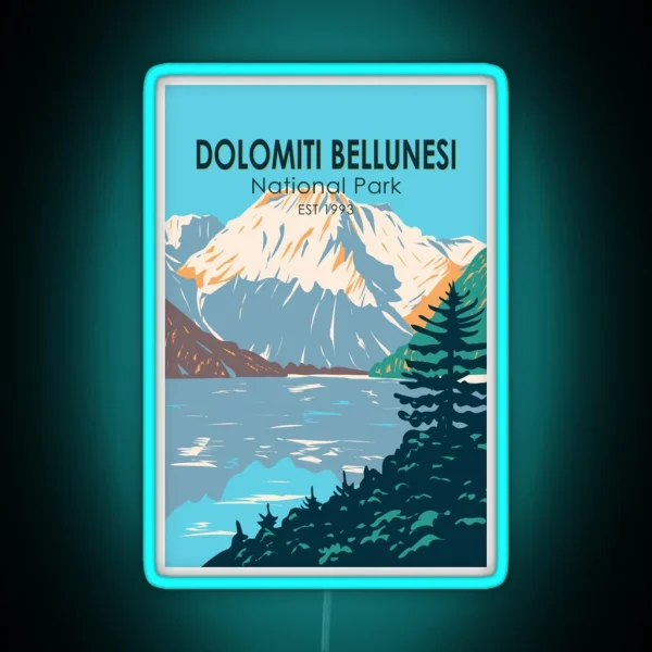 Dolomiti Bellunesi National Park Italy Vintage RGB Neon Sign