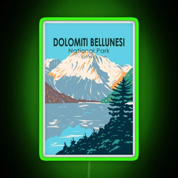 Dolomiti Bellunesi National Park Italy Vintage RGB Neon Sign