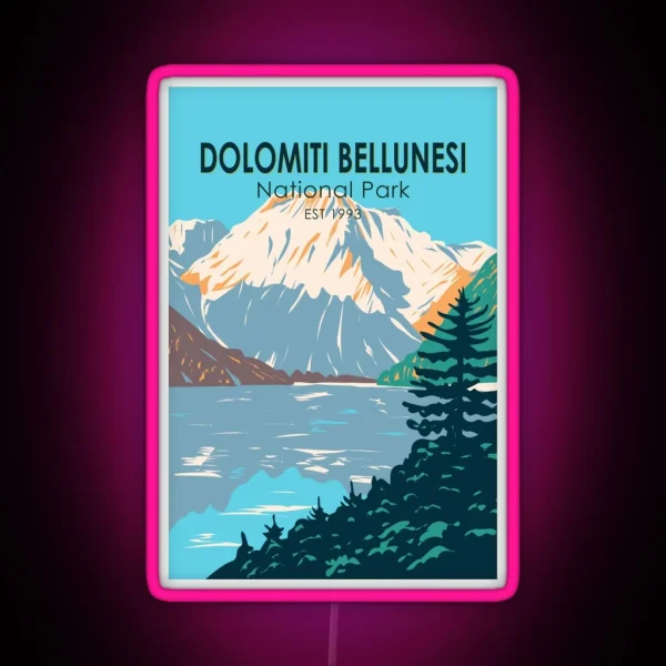 Dolomiti Bellunesi National Park Italy Vintage RGB Neon Sign