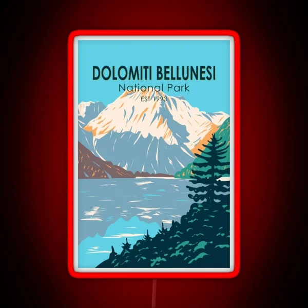 Dolomiti Bellunesi National Park Italy Vintage RGB Neon Sign