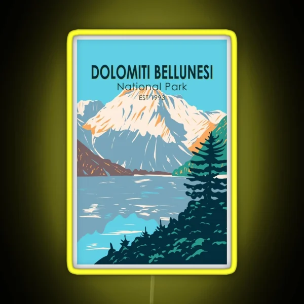 Dolomiti Bellunesi National Park Italy Vintage RGB Neon Sign