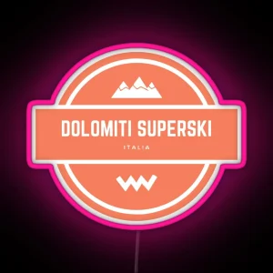 Dolomiti Superski Italy Mountain Snowboard Ski Resort Vintage Logo RGB Neon Sign