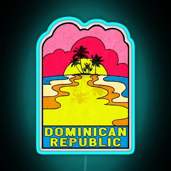 Dominican Republic Groovy Sunset 70 S Hippie Hippy RGB Neon Sign