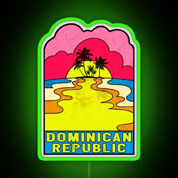 Dominican Republic Groovy Sunset 70 S Hippie Hippy RGB Neon Sign
