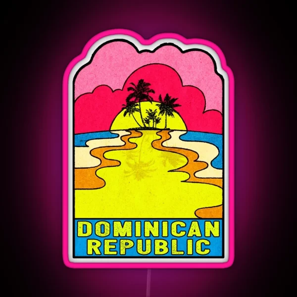 Dominican Republic Groovy Sunset 70 S Hippie Hippy RGB Neon Sign