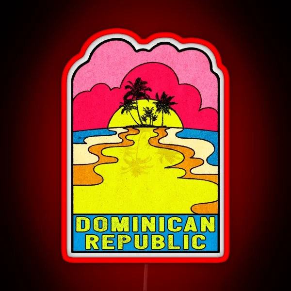 Dominican Republic Groovy Sunset 70 S Hippie Hippy RGB Neon Sign