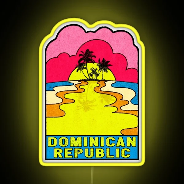 Dominican Republic Groovy Sunset 70 S Hippie Hippy RGB Neon Sign